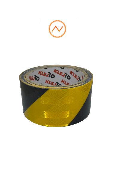 Reflekterende tape prismatisk gul-sort 50 mm x 5 m │ Selvklebende