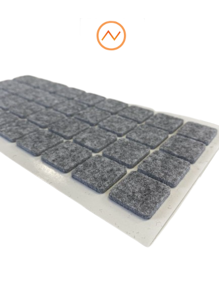 Filtputer selvklebende grå 20 mm x 20 mm │ Gulvbeskyttelse - Filt Pads Grey - sett 36 stk.